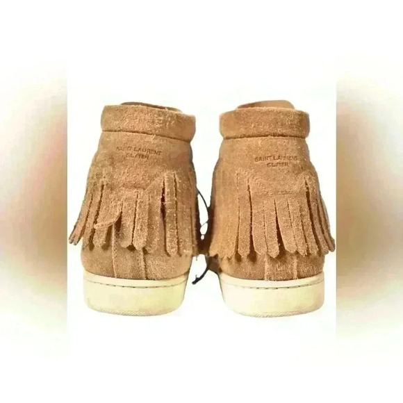SAINT LAURENT Tan Suede Fringe Court Classic SL/18H High  Top Sneaker 9US Italy - Picture 4 of 8